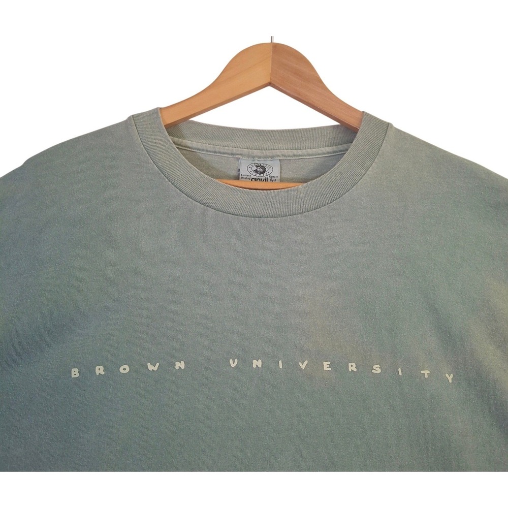 Vintage Brown University Long Sleeve T-Shirt Men's Large Green Anvil Made in USA - Picture 3 of 8